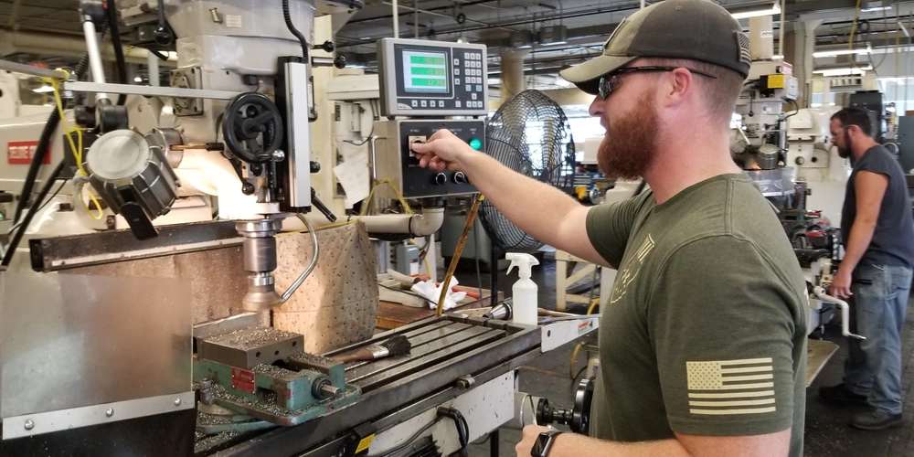 Apprentice Jacob Millichamp hones his machining skills while attending the Rock Island Arsenal-Joint Manufacturing and Technology Center&apos;s apprenticeship program in Illinois, a . Millichamp will receive his journeyman certification upon completion of the four-year program. U.S. Army photo by Debralee Best/RIA-JMTC.