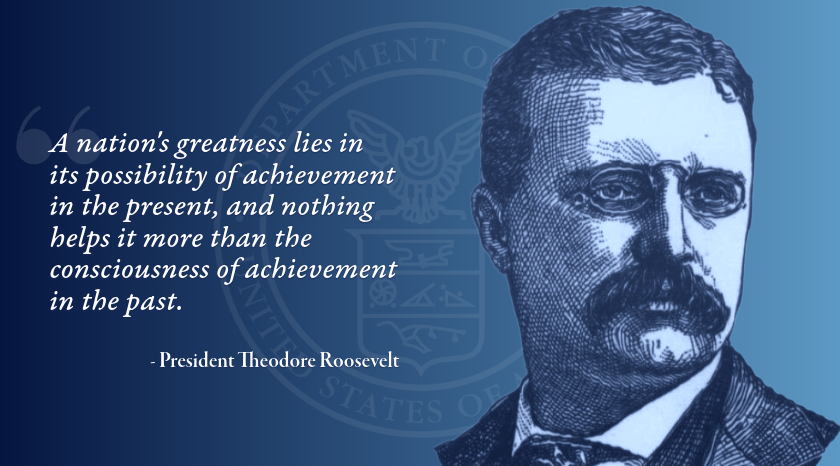 Illustration of Theodore Roosevelt with a quote from him.
