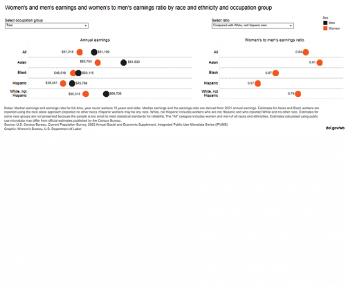 Earnings and earnings ratios by sex, race, and occupation group
