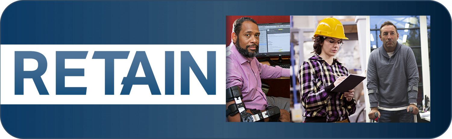 RETAIN: collage of three people returning to work after injury