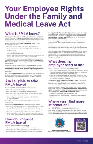 Family and Medical Leave Act (FMLA) Poster