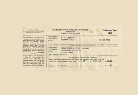 Statement of Victory Tax Withheld