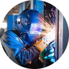 Sparks fly as a worker welds