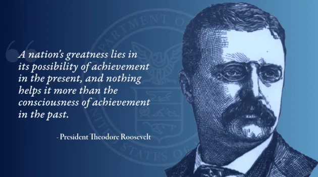 Illustration of Theodore Roosevelt with a quote from him.