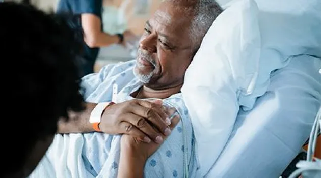 A paient on the hospital bed