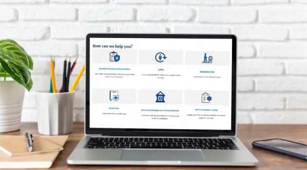 A laptop on a desk, open to reveal a Labor Department webpage featuring workplace benefits resources