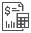 Icon of a piece of paper with a dollar symbol and a calculator.
