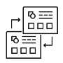 An icon showing two computer screens with arrows indicating a transfer of information between them
