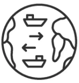 Icon of the world with ships moving in different directions