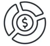 A circle chart with a dollar sign in the middle