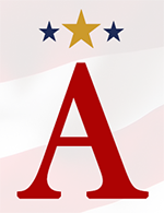 letter a with stars on a usa flag