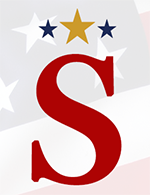 letter s with stars on a usa flag
