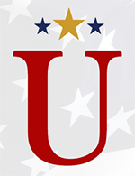 letter u with stars on a usa flag