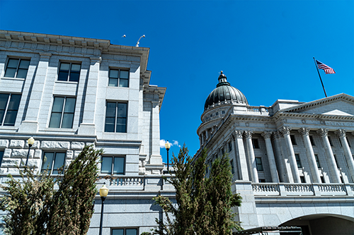 a government building and blue sky