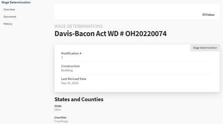Davis-Bacon Wage Determinations