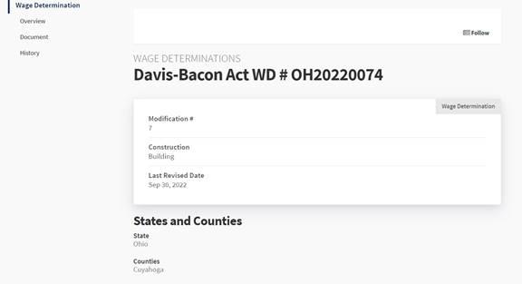 Davis-Bacon Wage Determinations